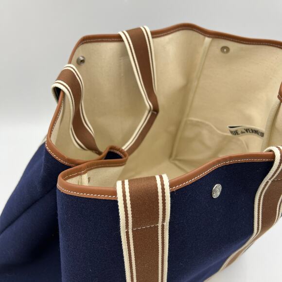 RUE DE VERNEUIL Navy Blue Traversee Large Flannel Cruise Tote - Picture 7 of 9